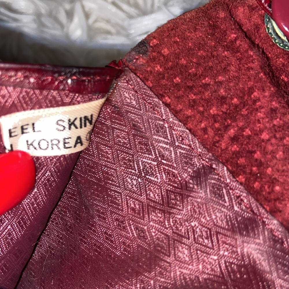 Vintage Bag genuine Eel skin shoulder & clutch bag Dark red magnetic closure - Picture 13 of 16